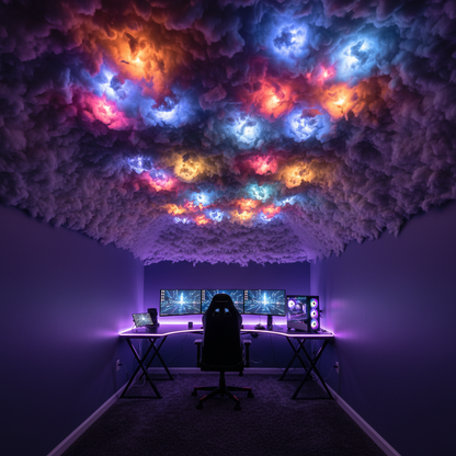 🌩️ CloudSky™ Kendin Yap Bulut Aydınlatma – 5 Metre RGB LED Şerit, Kumandalı Renkli Işık, Oyun & Yatak Odası Dekoru