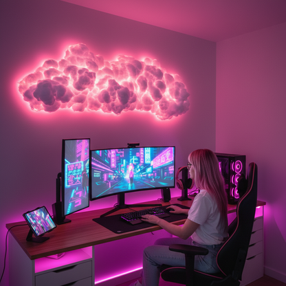 🌩️ CloudSky™ Kendin Yap Bulut Aydınlatma – 5 Metre RGB LED Şerit, Kumandalı Renkli Işık, Oyun & Yatak Odası Dekoru