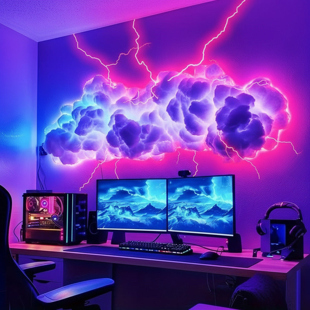 🌩️ CloudSky™ Kendin Yap Bulut Aydınlatma – 5 Metre RGB LED Şerit, Kumandalı Renkli Işık, Oyun & Yatak Odası Dekoru